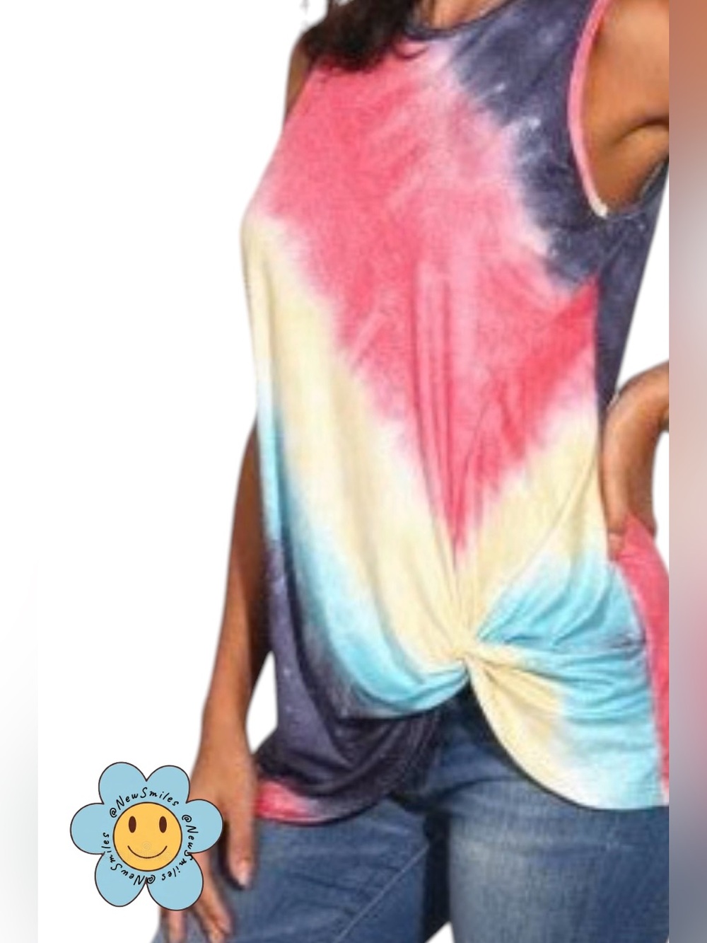 Amazon Multicolor Tie-Dye Knot Tank Top